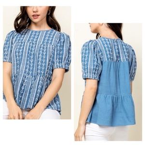 THML Puff Sleeve Eyelet Top